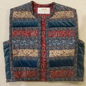 Mary Jane Denzer Reversible Quilted Patchwork Cropped Vest size XS